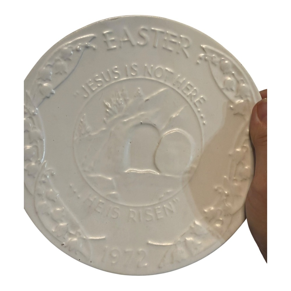 Frankoma 1972 Easter Plate Oral Roberts Association Jesus Is Risen White Pottery